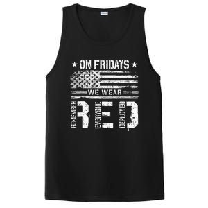 On Friday We Wear Red American Flag Military Supportive PosiCharge Competitor Tank