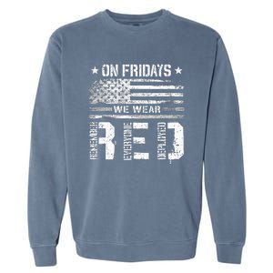 On Friday We Wear Red American Flag Military Supportive Garment-Dyed Sweatshirt