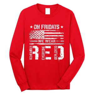 On Friday We Wear Red American Flag Military Supportive Long Sleeve Shirt