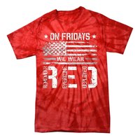 On Friday We Wear Red American Flag Military Supportive Tie-Dye T-Shirt