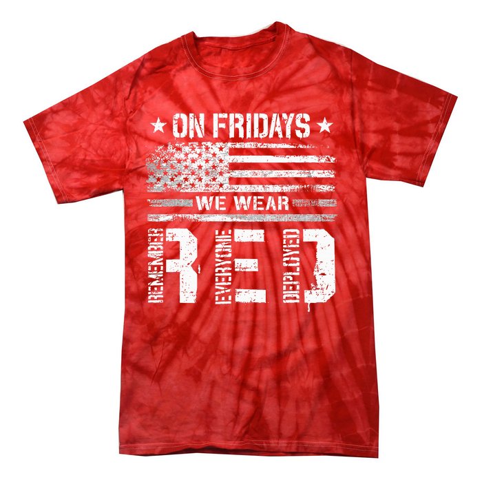 On Friday We Wear Red American Flag Military Supportive Tie-Dye T-Shirt