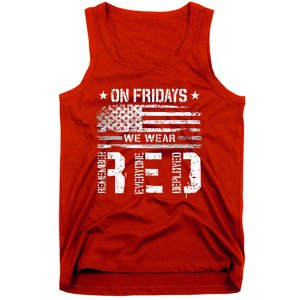 On Friday We Wear Red American Flag Military Supportive Tank Top