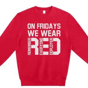 On Fridays We Wear Red Military Veteran Day US Flag Premium Crewneck Sweatshirt