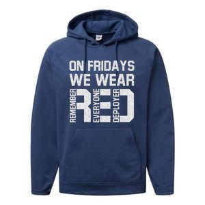 On Fridays We Wear Red Military Veteran Day US Flag Performance Fleece Hoodie