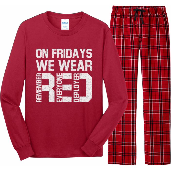 On Fridays We Wear Red Military Veteran Day US Flag Long Sleeve Pajama Set