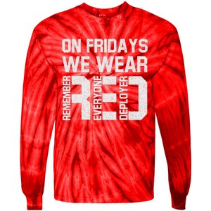 On Fridays We Wear Red Military Veteran Day US Flag Tie-Dye Long Sleeve Shirt