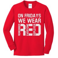 On Fridays We Wear Red Military Veteran Day US Flag Kids Long Sleeve Shirt