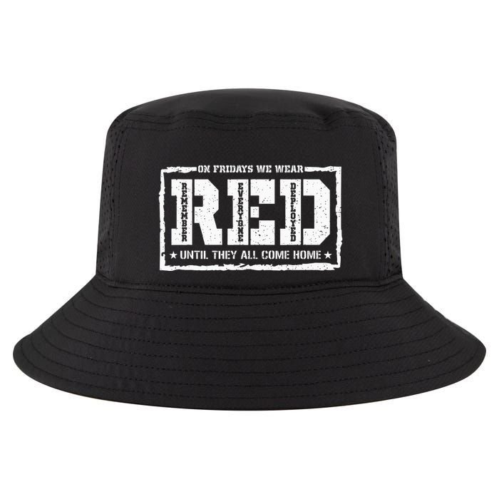 On Friday We Wear Red American Military Support Red Friday Cool Comfort Performance Bucket Hat