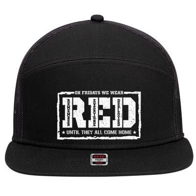 On Friday We Wear Red American Military Support Red Friday 7 Panel Mesh Trucker Snapback Hat