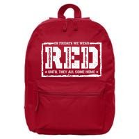 On Friday We Wear Red American Military Support Red Friday 16 in Basic Backpack