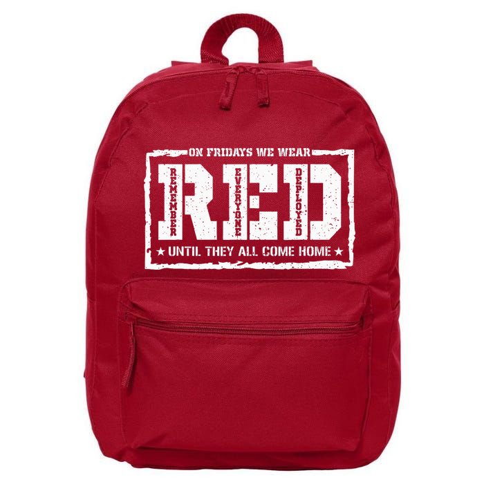 On Friday We Wear Red American Military Support Red Friday 16 in Basic Backpack
