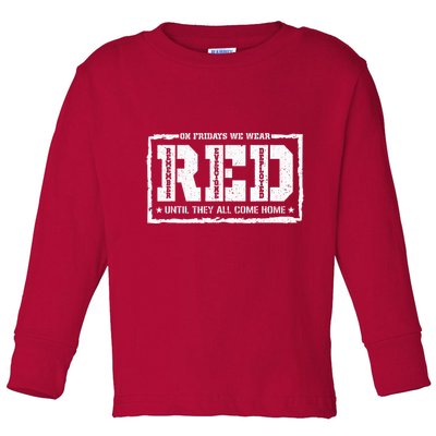 On Friday We Wear Red American Military Support Red Friday Toddler Long Sleeve Shirt