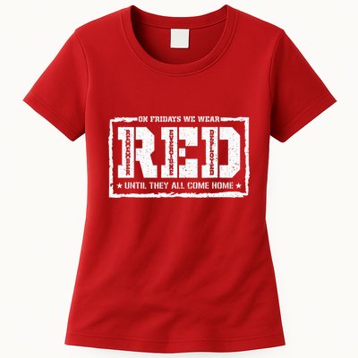 On Friday We Wear Red American Military Support Red Friday Womens T-Shirt