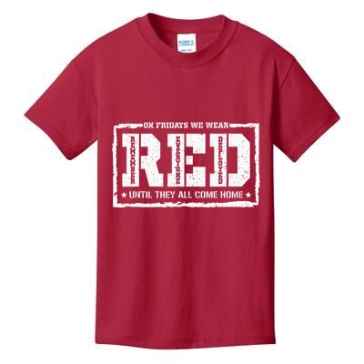 On Friday We Wear Red American Military Support Red Friday Kids T-Shirt