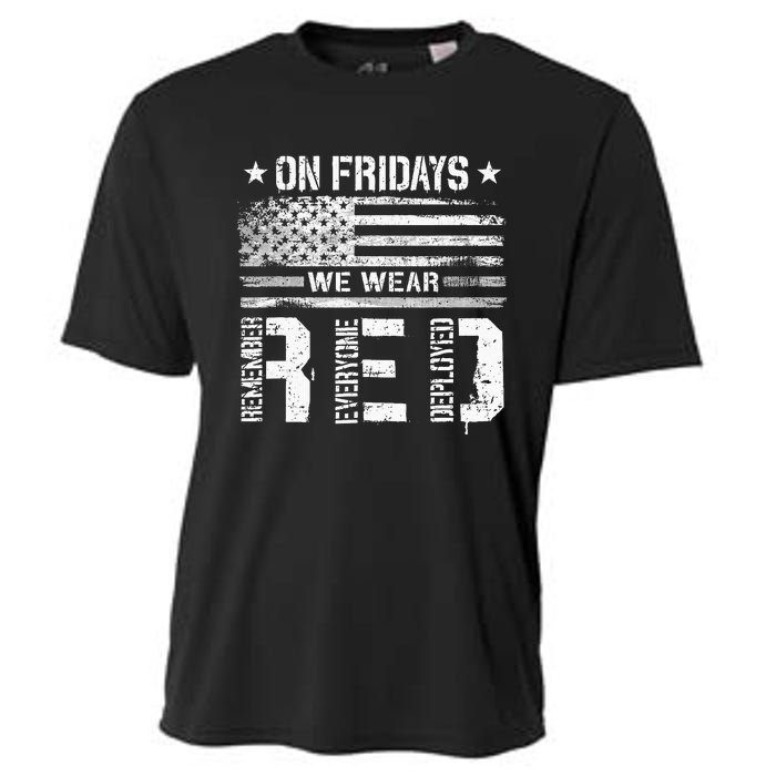 On Friday We Wear Red American Flag Military Supportive Cooling Performance Crew T-Shirt