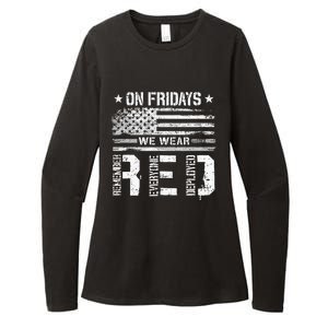 On Friday We Wear Red American Flag Military Supportive Womens CVC Long Sleeve Shirt