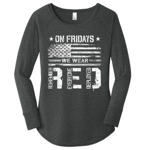 On Friday We Wear Red American Flag Military Supportive Women's Perfect Tri Tunic Long Sleeve Shirt