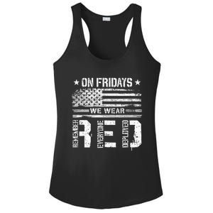 On Friday We Wear Red American Flag Military Supportive Ladies PosiCharge Competitor Racerback Tank