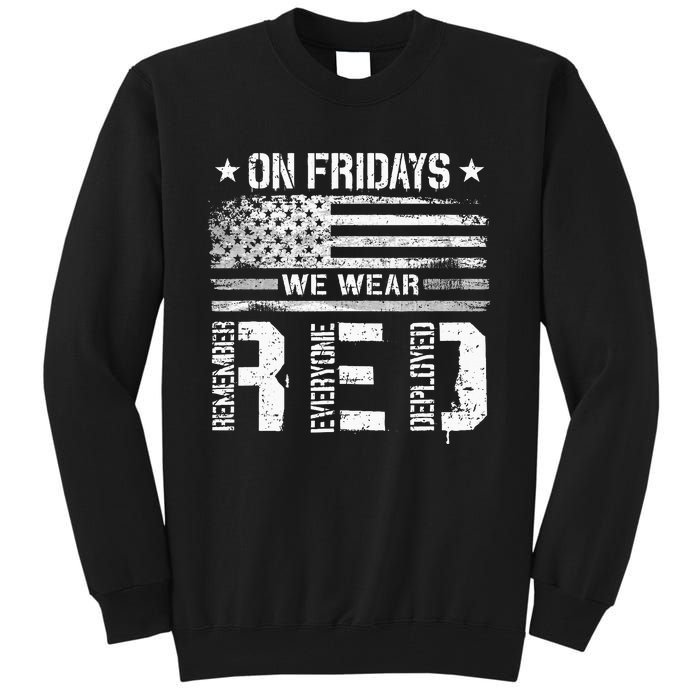 On Friday We Wear Red American Flag Military Supportive Tall Sweatshirt