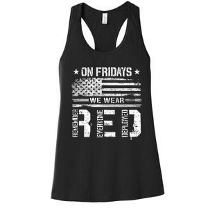 On Friday We Wear Red American Flag Military Supportive Women's Racerback Tank