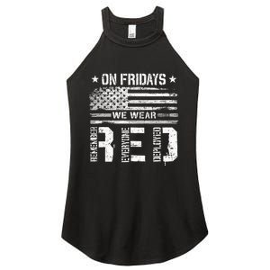 On Friday We Wear Red American Flag Military Supportive Women's Perfect Tri Rocker Tank