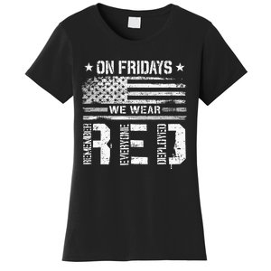 On Friday We Wear Red American Flag Military Supportive Women's T-Shirt