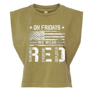 On Friday We Wear Red American Flag Military Supportive Garment-Dyed Women's Muscle Tee