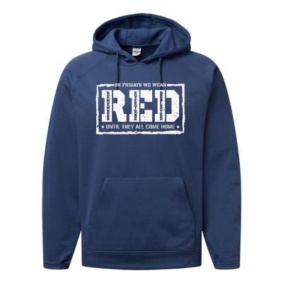 On Friday We Wear Red American Military Support Red Friday Performance Fleece Hoodie