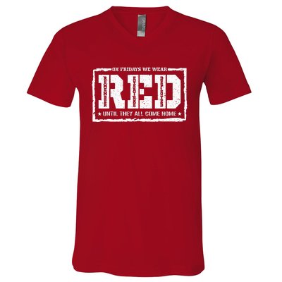 On Friday We Wear Red American Military Support Red Friday V-Neck T-Shirt