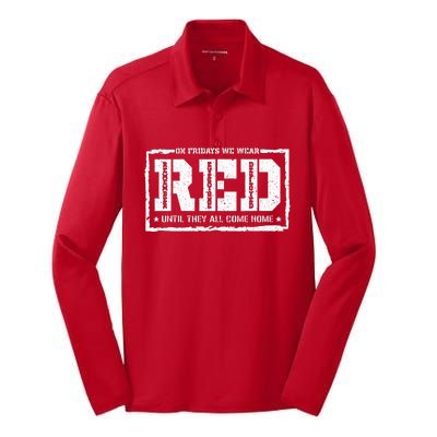 On Friday We Wear Red American Military Support Red Friday Silk Touch Performance Long Sleeve Polo