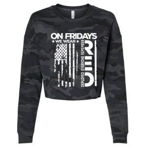 On Friday We Wear Red Veteran Red Friday US Flag Cropped Pullover Crew