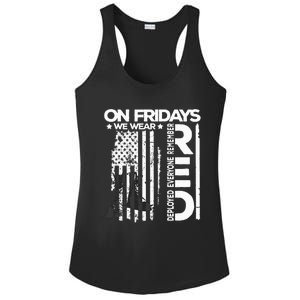 On Friday We Wear Red Veteran Red Friday US Flag Ladies PosiCharge Competitor Racerback Tank