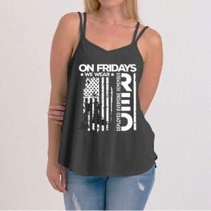 On Friday We Wear Red Veteran Red Friday US Flag Women's Strappy Tank