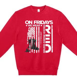 On Friday We Wear Red Veteran Red Friday US Flag Premium Crewneck Sweatshirt