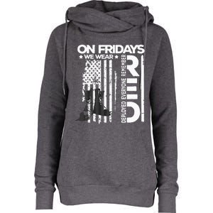 On Friday We Wear Red Veteran Red Friday US Flag Womens Funnel Neck Pullover Hood