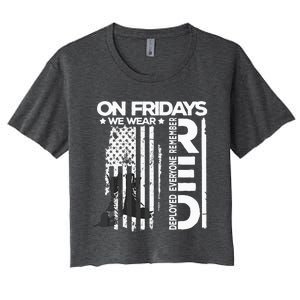 On Friday We Wear Red Veteran Red Friday US Flag Women's Crop Top Tee