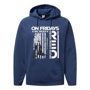 On Friday We Wear Red Veteran Red Friday US Flag Performance Fleece Hoodie