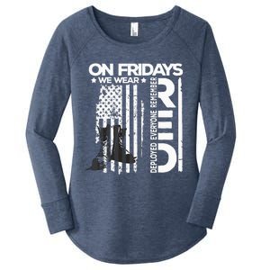 On Friday We Wear Red Veteran Red Friday US Flag Women's Perfect Tri Tunic Long Sleeve Shirt