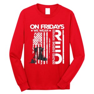 On Friday We Wear Red Veteran Red Friday US Flag Long Sleeve Shirt