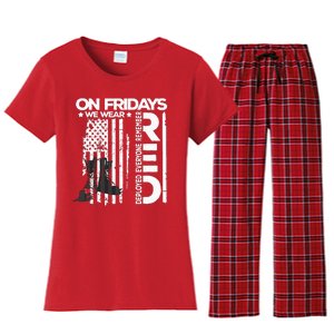 On Friday We Wear Red Veteran Red Friday US Flag Women's Flannel Pajama Set