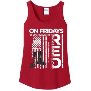 On Friday We Wear Red Veteran Red Friday US Flag Ladies Essential Tank