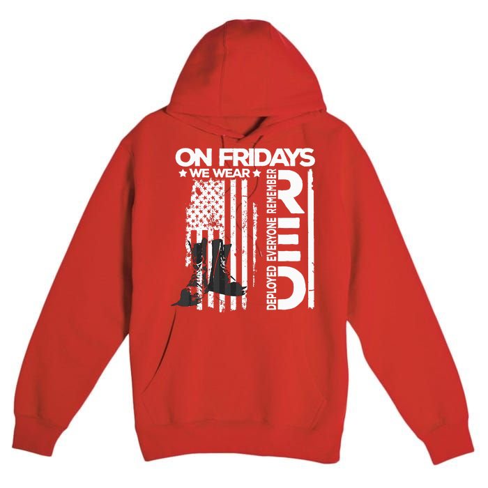 On Friday We Wear Red Veteran Red Friday US Flag Premium Pullover Hoodie