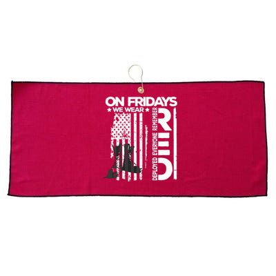 On Friday We Wear Red Veteran Red Friday US Flag Large Microfiber Waffle Golf Towel