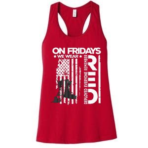 On Friday We Wear Red Veteran Red Friday US Flag Women's Racerback Tank