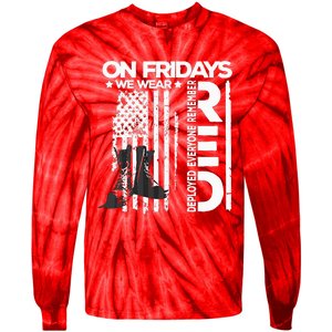 On Friday We Wear Red Veteran Red Friday US Flag Tie-Dye Long Sleeve Shirt