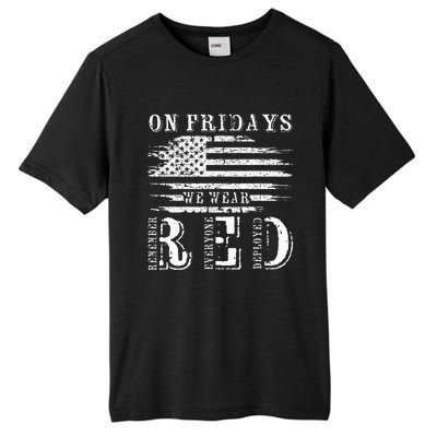 On Friday We Wear Red Retro USA Flag Military Supportive Tall Fusion ChromaSoft Performance T-Shirt