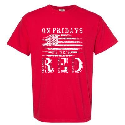 On Friday We Wear Red Retro USA Flag Military Supportive Garment-Dyed Heavyweight T-Shirt