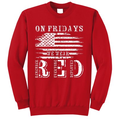 On Friday We Wear Red Retro USA Flag Military Supportive Sweatshirt