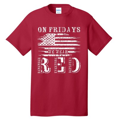 On Friday We Wear Red Retro USA Flag Military Supportive Tall T-Shirt