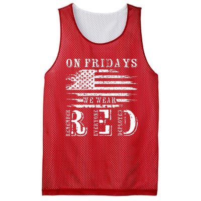 On Friday We Wear Red Retro USA Flag Military Supportive Mesh Reversible Basketball Jersey Tank